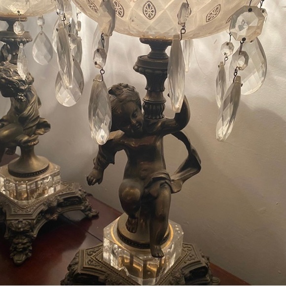 Rare 26 inch Greek Italian Mythology Cherub pair of lamps - Picture 4 of 7